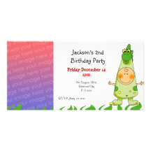 2nd birthday party invitations ( dragon costume ) personalised photo card