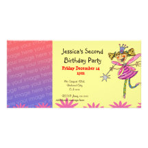 2nd birthday party invitations (princess fairy) personalised photo card