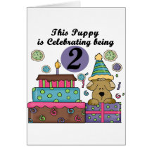 2nd Birthday Puppy Tshirts and Gifts Greeting Cards