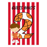 2nd Birthday Red and White Basketball Player Custom Invite