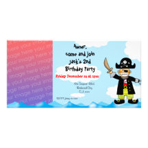 2nd pirate birthday boy party invitations custom photo card