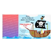 2nd pirate birthday boy party invitations customised photo card