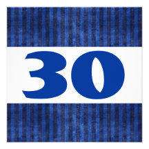 30th Birthday Party Blue Stripes Modern W867 Personalized Announcements