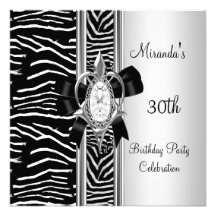 30th Birthday Wild Animal Print Diamond Bow Announcement