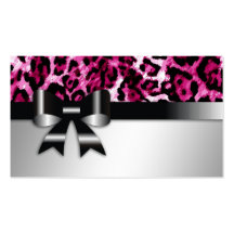 311 Bow-licious Hot Pink Leopard Name Card Business Cards