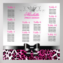 311 Bowlicious Hot Pink Leopard Seating Chart Print