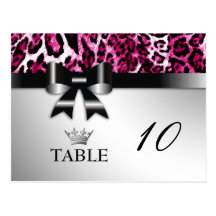 311 Bowlicious Hot Pink Leopard Table Card Post Card