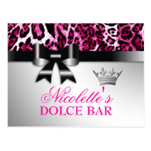 311 Bowlicious Hot Pink Leopard Table Card Postcard