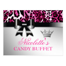 311 Bowlicious Hot Pink Leopard Table Card Post Card