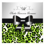 311- Chic Hot Lime Leopard Bow  | Sweet 16 Custom Invitation
