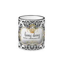 311 Ciao Bella Lovey Dovey Damask Black White Coffee Mug