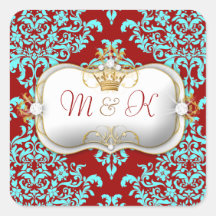 311 Ciao Bella & Lovey Dovey Damask Red Turquiose Sticker