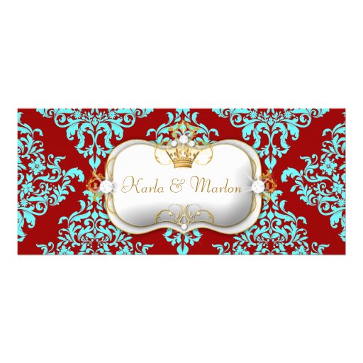 311 Ciao Bella Lovey Dovey Damask Wedding Program Full Colour Rack Card