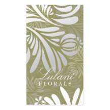 311-EXOTIC FLORAL GREEN BUSINESS CARDS