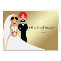 311 Indian Bride & Groom in White Gown Greeting Card