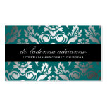 311 Ladonna Damask Deep Teal Business Card Template