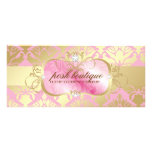 311-Lavish Pink Platter & Damask Shimmer Golden Custom Rack Card