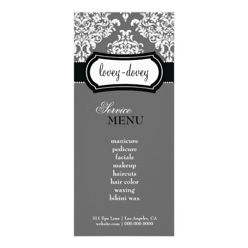 311 Lovey Dovey Damask Rack Card Grey