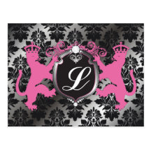 311 Luxe Lion Heraldry Pink Post Card