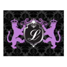 311 Luxe Lion Heraldry Purple Post Card