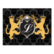 311 Luxe Lion Heraldry Yellow Post Card