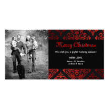 311-Luxuriously Red Liquorice Damask Photo Card