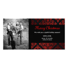 311-Luxuriously Red Liquorice Damask Photo Card