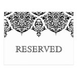 311 Mon Cherie Damask Black Reserved Sign Postcards
