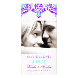 311 Mon Cherie Damask Plum Aqua Photo Cards