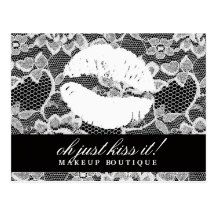 311 Oh Just Kiss it! White Lace & White Lips Post Card