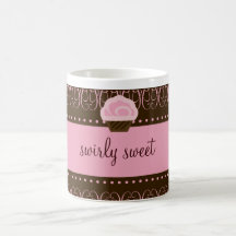 311 Swirly Sweet Pink Brown Mugs