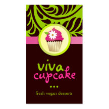 311-Viva Cupcake Vertical Green Business Card Templates