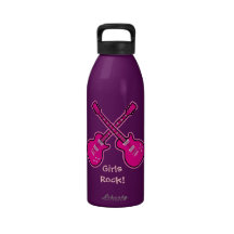 32 oz Pink Guitars Girls Rock! Water Bottles
