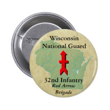 32nd Infantry with Wisconsin Map Pinback Buttons