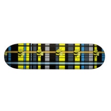 33.Black and Yellow Plaid Bumble Bees Design Skate Board