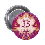 "35 Today" age name damask elephant button/badge