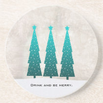 3 aqua Trees coasters