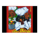 3 Chef  Doxies Post Cards