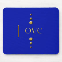 3 Dot Gold Block Love & Blue Background Mouse Mat
