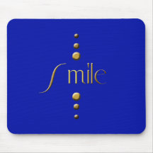 3 Dot Gold Block Smile & Blue Background Mouse Pad