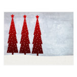 3 Red Christmas trees Postcards