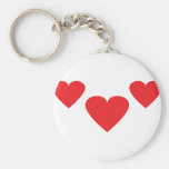 3 red hearts key chain