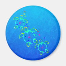 3 Tie Dyed Honu Turtles Fridge Magnet