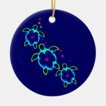 3 Tie Dyed Honu Turtles Ornament