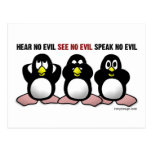 3 Wise Penguins Post Card