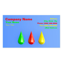 3D Colourful Paint Drops (GRY on Light Blue BG) Business Card Templates