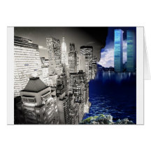 3D New York Twin Tower Skyscraper Greeting Card