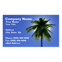 3D Palm Tree with Sun Against Clear Blue Sky Business Cards