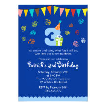 3rd Birthday Children's Party Invitation