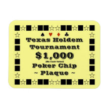 3x4 Texas Holdem Poker Chip Plaque $1000 Rectangular Magnets